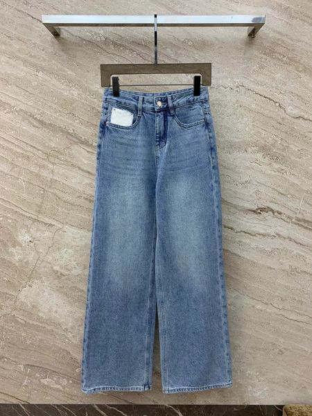 Jeans femininos 2023 outono e inverno lã branca bolso jeans retos y1061 231206