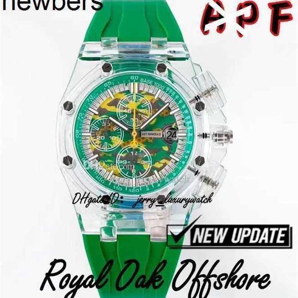 Herren Audemar Pigue Uhr Aebby Luxus Herren Künstler Jungle Farbwechselnder grüner Drache 44 mm. Wahre Funktion 3126 integriertes mechanisches UhrwerkQJEL