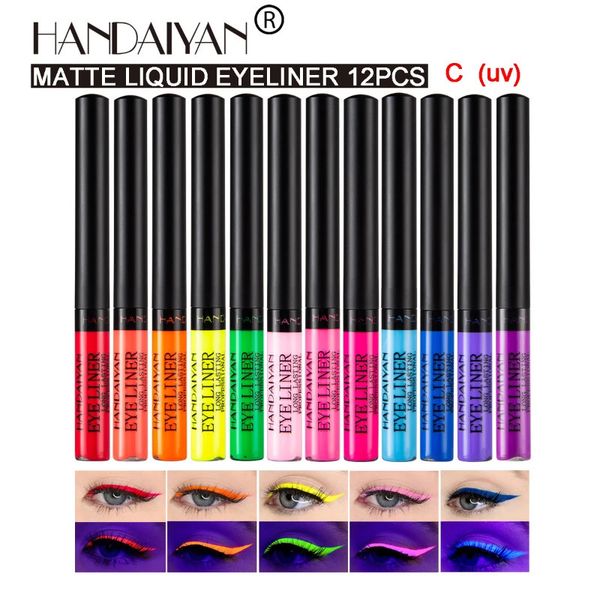 Lidschatten-/Liner-Kombination, 12 Stück/Set, bunter Eyeliner-Stift, Augen-Make-up, weiß, lila, wasserfest, flüssiger Eyeliner-Stift, Make-up, Kosmetik, Mattstift, 231207