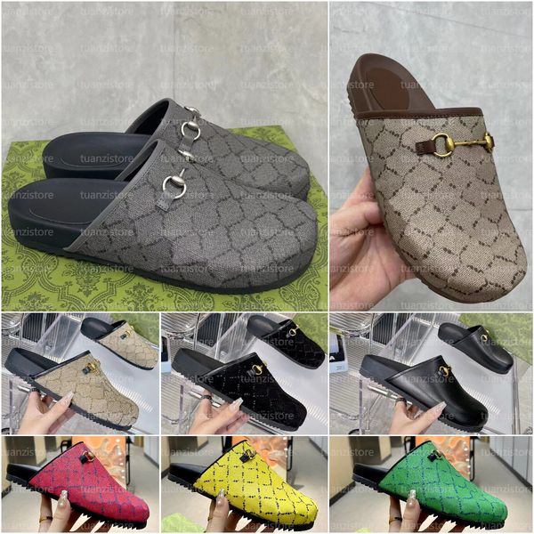Fashion Mule Slippers Designer Men Women Casual Horsebit Half slippers luxury Leather classics outdoors non-slip sand Flat bottom Baotou slippers