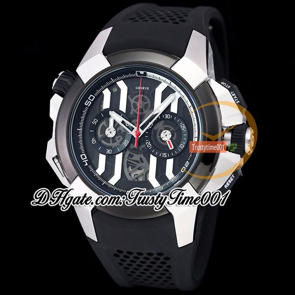 BZF EPIC X CHRONO EC400.20.AA.AB Movimento cronografo al quarzo giapponese Orologio da uomo Quadrante scheletrato nero Cassa in acciaio Cinturino in caucciù Cronometro trustytime001Orologi da polso