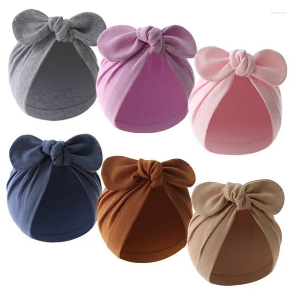 Berretti Ragazza Cappello da neonato Cappello carino Fiore Nodo Orecchio Cotone Neonatale Accessori per capelli per bambini europei e americani