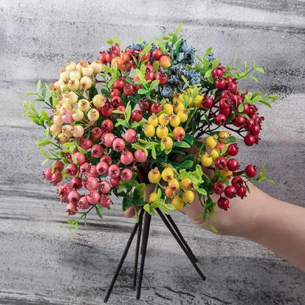 Fiori decorativi 1 pz Simulazione Frutta finta Fiore artificiale Decorazioni di nozze Arrangiamenti Materiali Schiuma Mirtillo Bacca Decorazione della casa