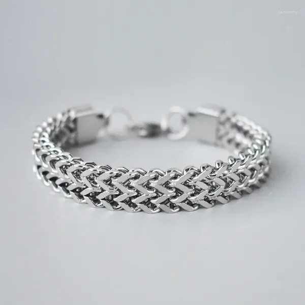 Link Armbänder Hip-Hop Silber Farbe Dicke Kette Für Männer Einfachen Stil Edelstahl Einstellbare Schmuck Geschenk Zubehör