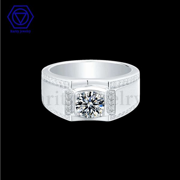 Raridade em estoque transporte da gota jóias finas hip hop presente de aniversário para namorado s925 vvs diamante moissanite anel masculino