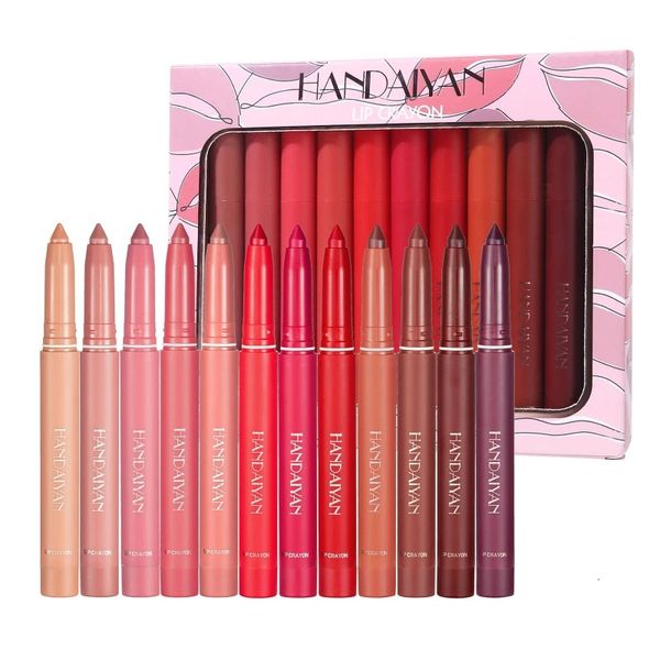 Lippenstifte, 12 Farben, mattes Lippenstift-Set, wasserdicht, langlebig, Bleistift, feuchtigkeitsspendender Buntstift, Make-up-Geschenke, 12 Farben, Set 231207