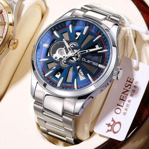 Vollautomatische mechanische Uhr der Marke Oulong Shi für Herren, wasserdicht, Business-Präzisionsstahl, modisch, hoher ästhetischer Wert, hübsch