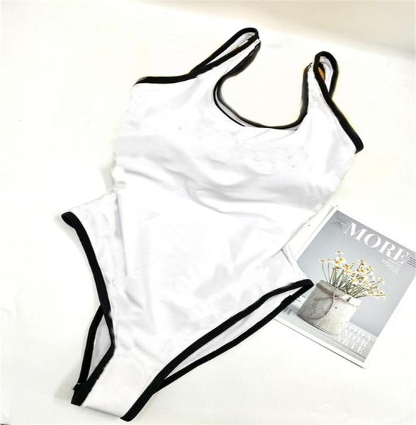 Basit desen Bikinis Beyaz Tek Parça Push Up Plaj Mayo Kadınları Güzel Büyüleyici Yular Kayış Bankası Suit3822408