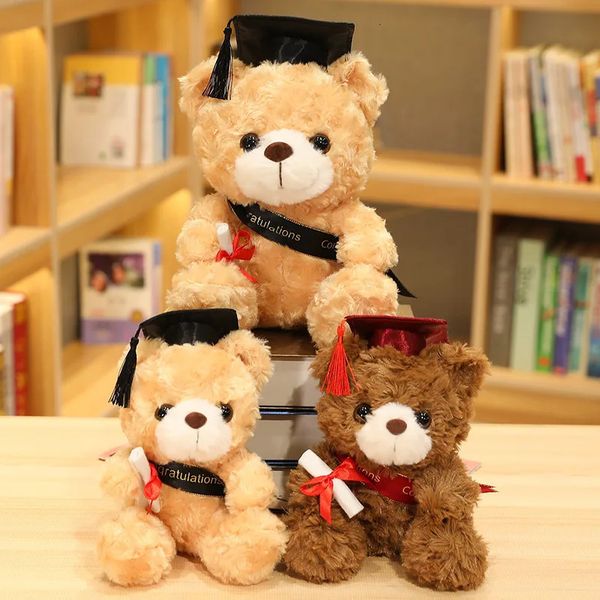 Bonecas de pelúcia 23/28cm brinquedo de urso bonito recheado macio kawaii teddy animal graduação presentes para meninos meninas estudante 231207