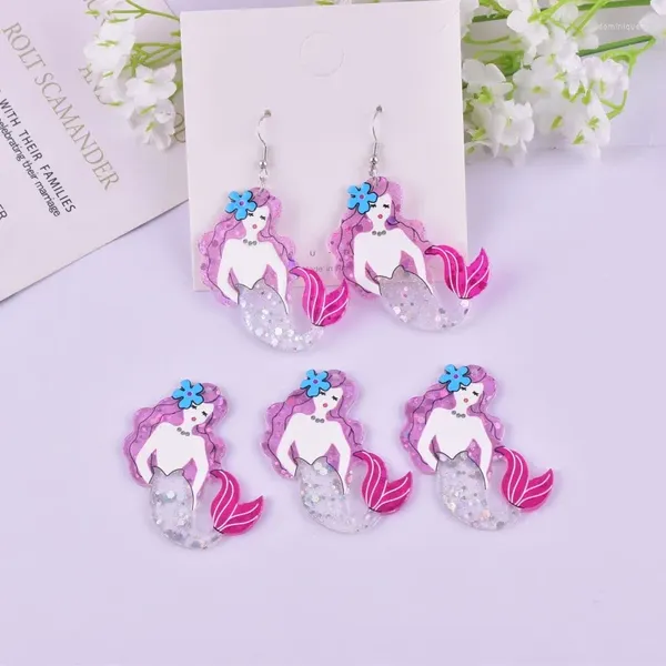 10 adet Charms/Pack Beautyful Gliter Denizkızı Küpe Kolye Takı Yapımı için Akrilik