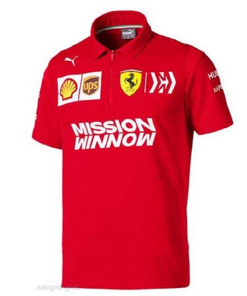 T-shirt da uomo T-shirt da esterno F1 Racing Mezza cerniera Polo Camicia casual allentata maniche corte Colletto rosso Flip Speed Drop Uniforme della squadra Jkc8