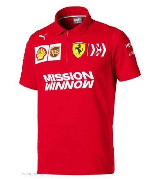 Herren-T-Shirts, Outdoor-T-Shirts, F1-Racing-Poloshirt mit halbem Reißverschluss, lässig, lockere kurze Ärmel, roter Flip-Kragen, Speed-Drop-Teamuniform JKC8