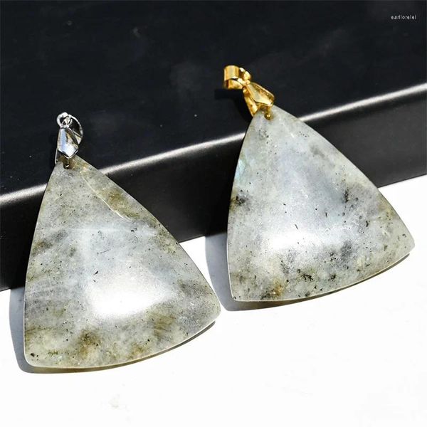 Colares pingentes energia natural cristal labradorite triângulo colar para mulheres homens pirâmide glitter pedra cura jóias de oração