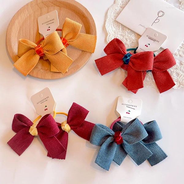 Accessori per capelli 2 pezzi Principessa adorabile fiocco di velluto a coste Ragazze Bambini Fasce elastiche Cravatte per bambini Copricapo per bambini