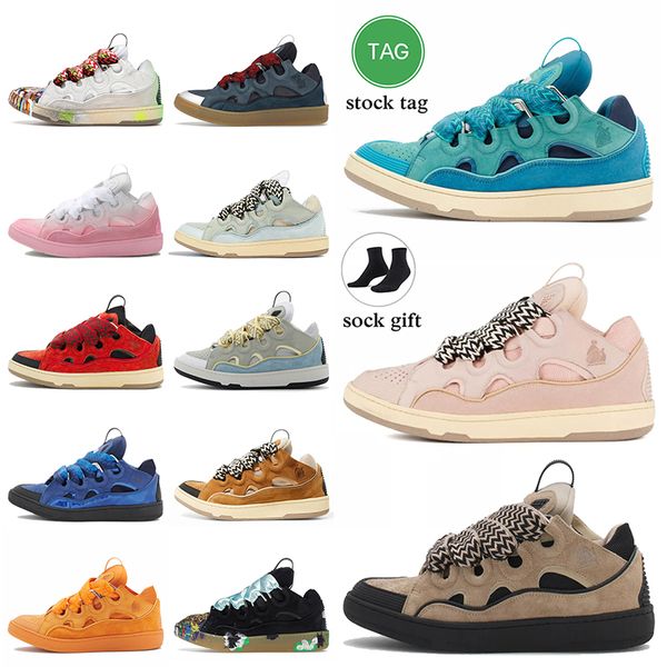 Moda Mulheres Designer Sapatos Casuais Lavin Plataforma Couro Curb Sneakers Lavins Luxo Graffiti Lavina Rosa Preto Branco Em Relevo Mãe e Criança Mocassins Treinadores