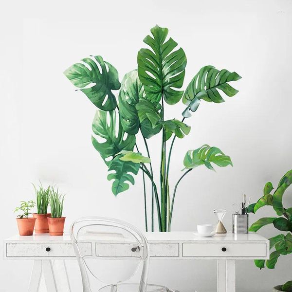 Adesivos de parede Grande planta verde tropical deixa decoração de sala de casa palma murais de PVC
