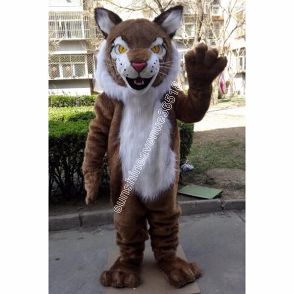 Tamanho adulto gato selvagem bobcat mascote traje dos desenhos animados tema personagem carnaval unisex halloween festa de aniversário fantasia roupa ao ar livre para homens mulheres