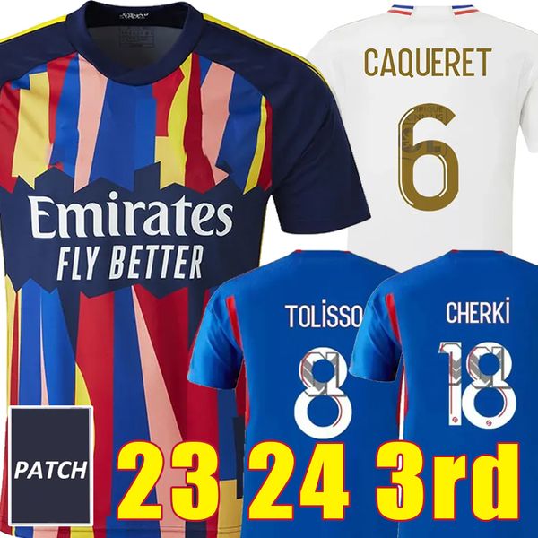 23 24 Maillot Lyon 3rd Maglie da calcio Olympique Lyonnais Foot Kit per bambini 2023 2024 Maglia da calcio Home Away Versione giocatore AOUAR CHERKI TOLISSO M.Balde JEFFINHO