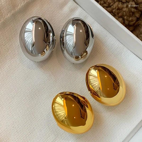 Ohrstecker Mode Einfache Goldfarbe Oval Ball Groß Für Frauen Retro Luxus Metall Ohr Schnalle Goth Mädchen Schmuck Zubehör Geschenke