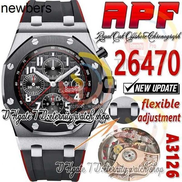 Orologio da uomo Audemar Pigue Apf Factory 42mm Vampire 2647 A3126 Cronografo da uomo con lunetta in ceramica nera quadrante strutturato Gomma Super Edition eternity Orologi Cinturino Exclu