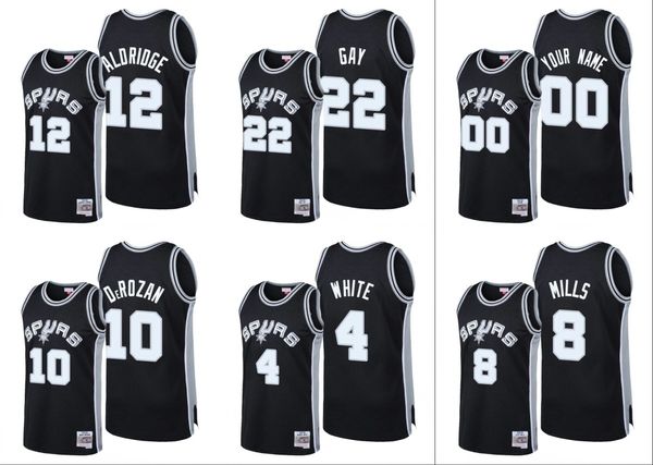San Antonio''Spurs''Men Derrick White Rudy Gay LaMarcus Aldridge DeMar DeRozan Patty Mills Reload Classic Custom Black Jersey