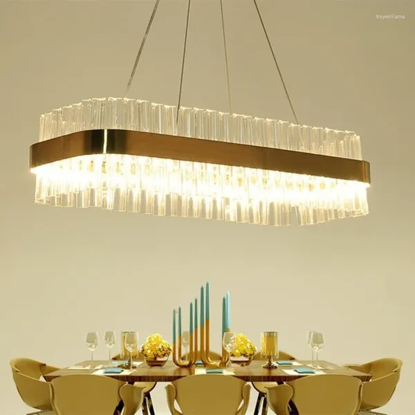 Lustres 2023 Anel Lâmpada Moderna LED Pingente Dourado Pendurado para Sala de Jantar Suspensão Luminária