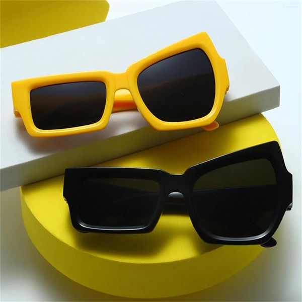 Óculos de sol personalidade irregular quadro proteção uv engraçado sobrancelha-levantamento gato olho hip-hop quadrado óculos de sol uv400