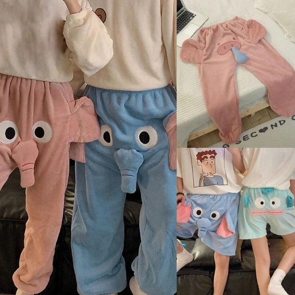 Calças masculinas y2k menthe roupas mais engraçadas outono inverno mulheres dormir macio escovado casal pijama elefante pijama casa dormir calças