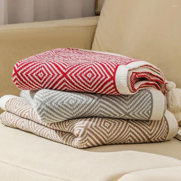 Cobertores bohemia cobertor para camas de malha geométrica étnica lance casa decoração sofá capa nap colcha outono quente viagem xale