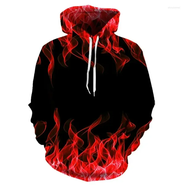 Herren Hoodies 2024 Hoodie 3D-Druck Farbflammenpullover und Damen Kapuzen-Straßenhemden