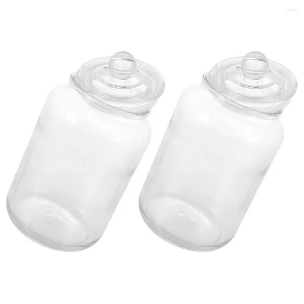 Garrafas de armazenamento 2 pcs jarra de vidro selagem hermética cozinha recipiente transparente com tampa vasilhas tampas café feijão chá