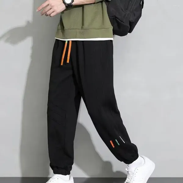 Männer Hosen Frühling Herbst Lose Männer Jogginghose Elastische Taille Bunte Kordelzug Jogger Einfarbig Taschen Sport