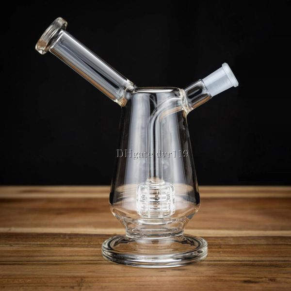 Pipa manuale per narghilè in vetro V-Tower con mini bong ad acqua Dab Rig con giunto femmina da 14 mm