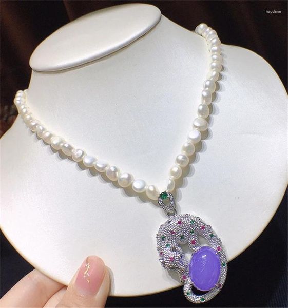 Ожерелья с подвесками HABITOO 8-9 мм, белый натуральный культивированный пресноводный жемчуг, ожерелье 18 дюймов с фианитом, фиолетовые драгоценные камни, ювелирные изделия для женщин, очаровательные подарки