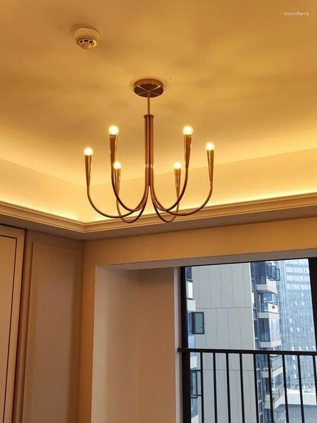 Lustres Americanos LED Teto Gloss Chandelier Francês Sala de estar Quarto Interior Iluminação Bolha Luz Cozinha Decoração de Casa Vela