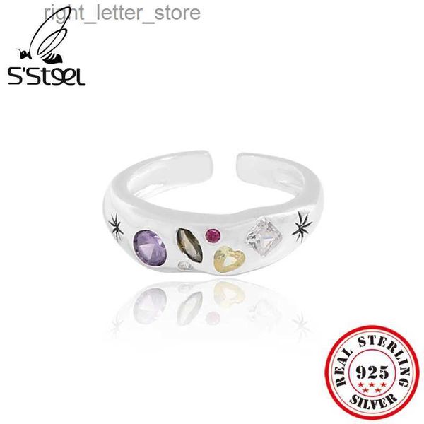 Anello solitario S'STEEL Anelli per donna Argento sterling 925 Anello regolabile con zirconi Accessori gotici Gioielli da donna di design di lusso Bague Femme YQ231207