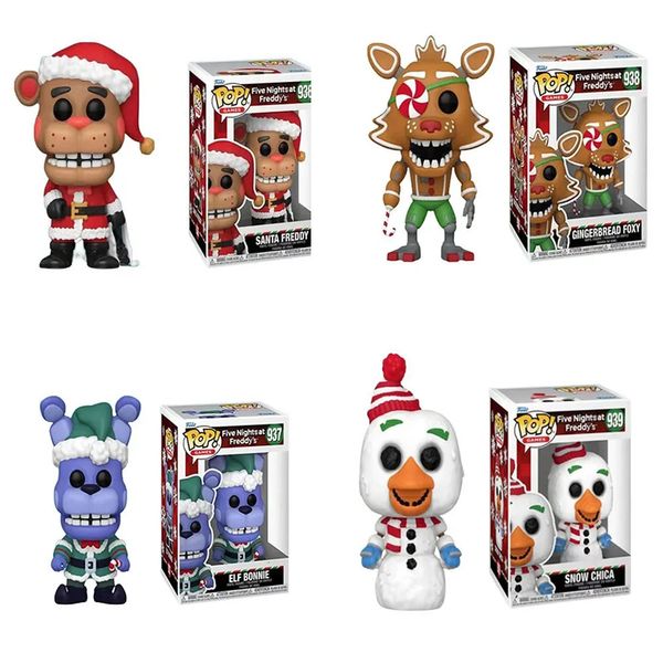 Figuras de brinquedo de ação Pop Five Nights at s Fnaf Bear SANTA Game Figure At Security Breach Model Kids 231206