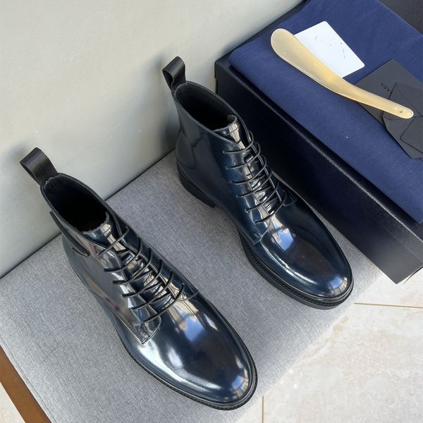 Stivaletti da uomo di lusso firmati Scarpe in vera pelle Abito blu nero Scarpe formali Stivali da ufficio basic da uomo 39-45