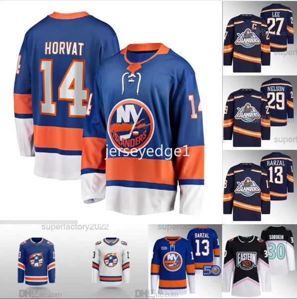 Bo Horvat Adalıları Retro New York All-Star Jersey Brock Nelson Ilya Sorokin Mathew Barzal Anthony Beauvillier Anders Lee Matt Martin Clutterbuck