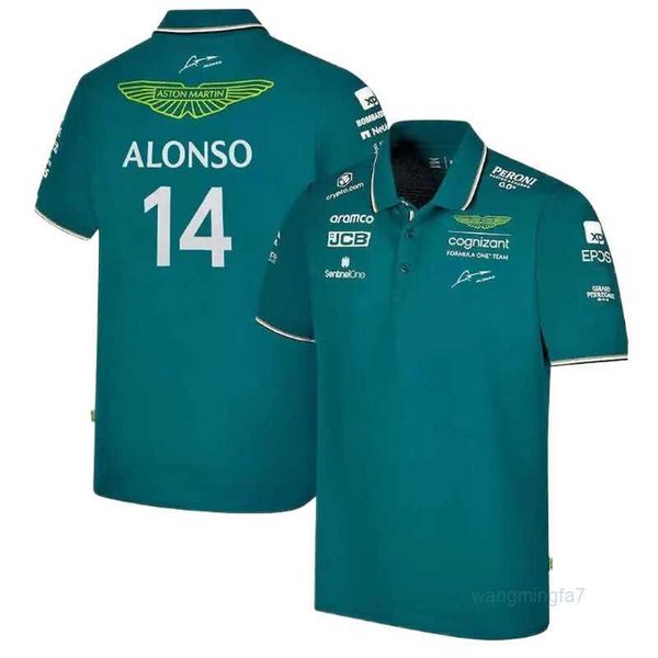 Erkek Tişörtleri Açık Mekan T-Shirts 23 Yaz Yeni Aston Martin F1 Takım Kısa Kollu Polo Gömlek Takımı Edition Aynı Nefes Alabilir Hızlı Kurutma Araba LQNW