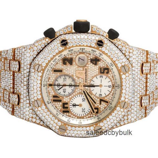 Orologi svizzeri di lusso da uomo Orologi da polso con movimento Audemar Pigue Orologio da uomo in oro rosa 18 carati Offshore 42 mm Brick Vs Diamond Watch 36,0 Ct 8QCZ