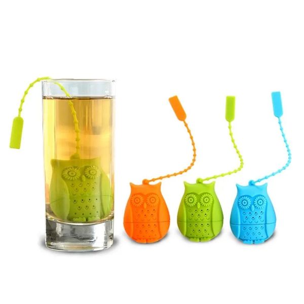 Toptan Silikon Çay Süzgeçleri Karikatür Baykuş Çay Poşetleri Gıda Sınıfı Teas Infuser Filtre Difüzör Yeniden Kullanılabilir