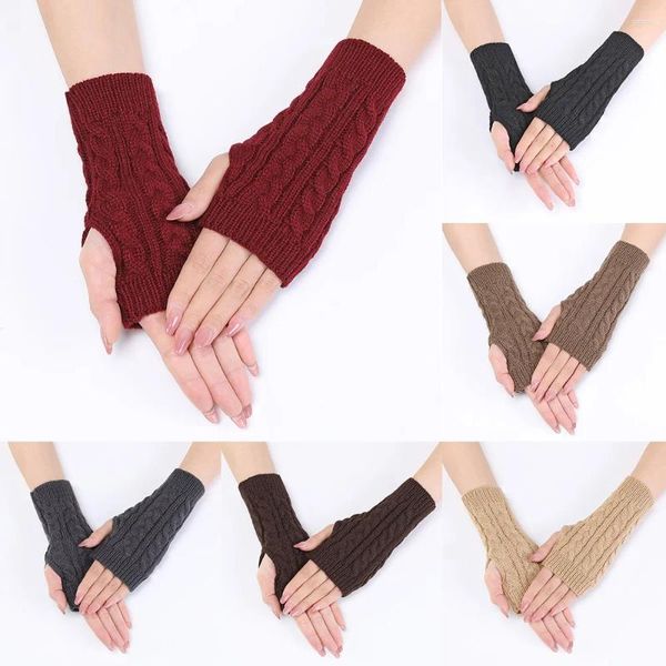 Knieschützer Winter Warme Lange Fingerlose Handschuhe Frauen Gestrickte Wärmer Arm Hülse Mädchen Weiche Unisex Punk Y2K Gothic Handschuh