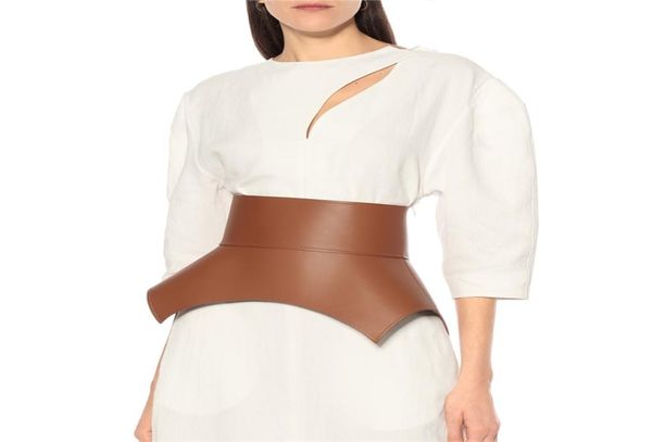 Segno di moda stile vita sigillo corsetto in vita tipo pelle bovina cintura larga sigillo in pelle cappotto di pelle di pecora cintura larga 2205098377253