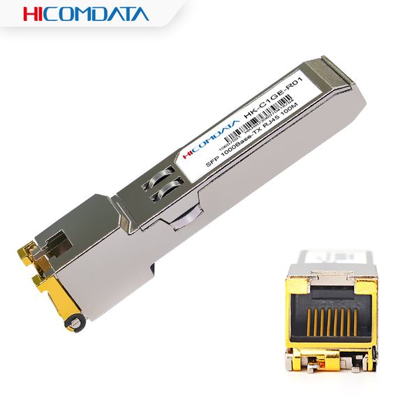 HICOMDATA 1000 Мбит/с RJ45 SFP 100M Оптический модуль Приемопередатчик Гигабитный RJ45 Медно-волоконный оптический модуль Совместимый коммутатор Ethernet