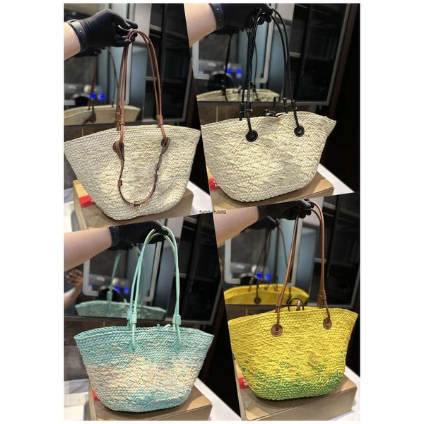 Moda palha designer bolsa de ombro das mulheres loeew arco-íris luxo tote grande capacidade bolsa verão praia clássico cesta tecelagem