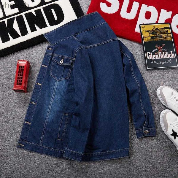 Jaquetas masculinas Hiqor Oversize Denim Jacket 8xl 7xl 6xl Moda Masculina Jaqueta Bomber Algodão Sólido Manga Longa Jaqueta 2023 Novas Jaquetas Homem Casacos YQ231207