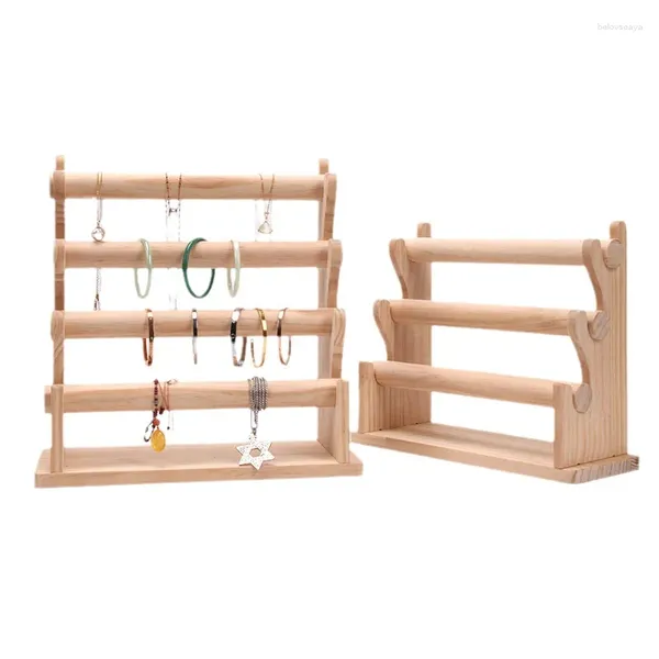 Schmuckbeutel aus Holz, abnehmbarer Armband-Aufbewahrungsständer, Armreif, Uhr, T-Bar-Rack, elastische Haargummis, Organizer, Regalhalter