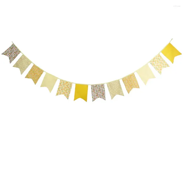 Decorazione del partito 1 pz 3.1 M Banner di stamina di cotone giallo Baby Shower Compleanno Gagliardetto Sfondo di matrimonio Decor Bandiere Bandiera della camera