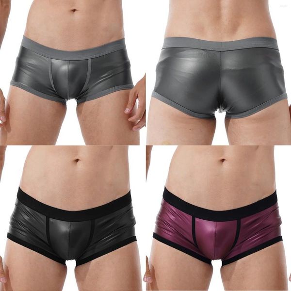 Onderbroek Heren Boxer Korte Lage Taille Kunstleer Shorts Sport Zwembroek Badmode Ardennenzakje Elastische tailleband Ondergoed